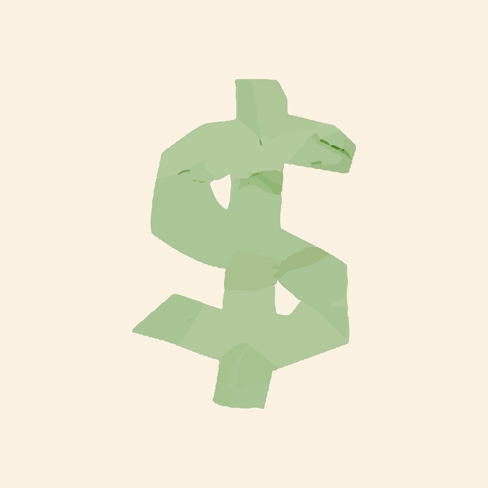 Dollar sign font paper cut symbol vector