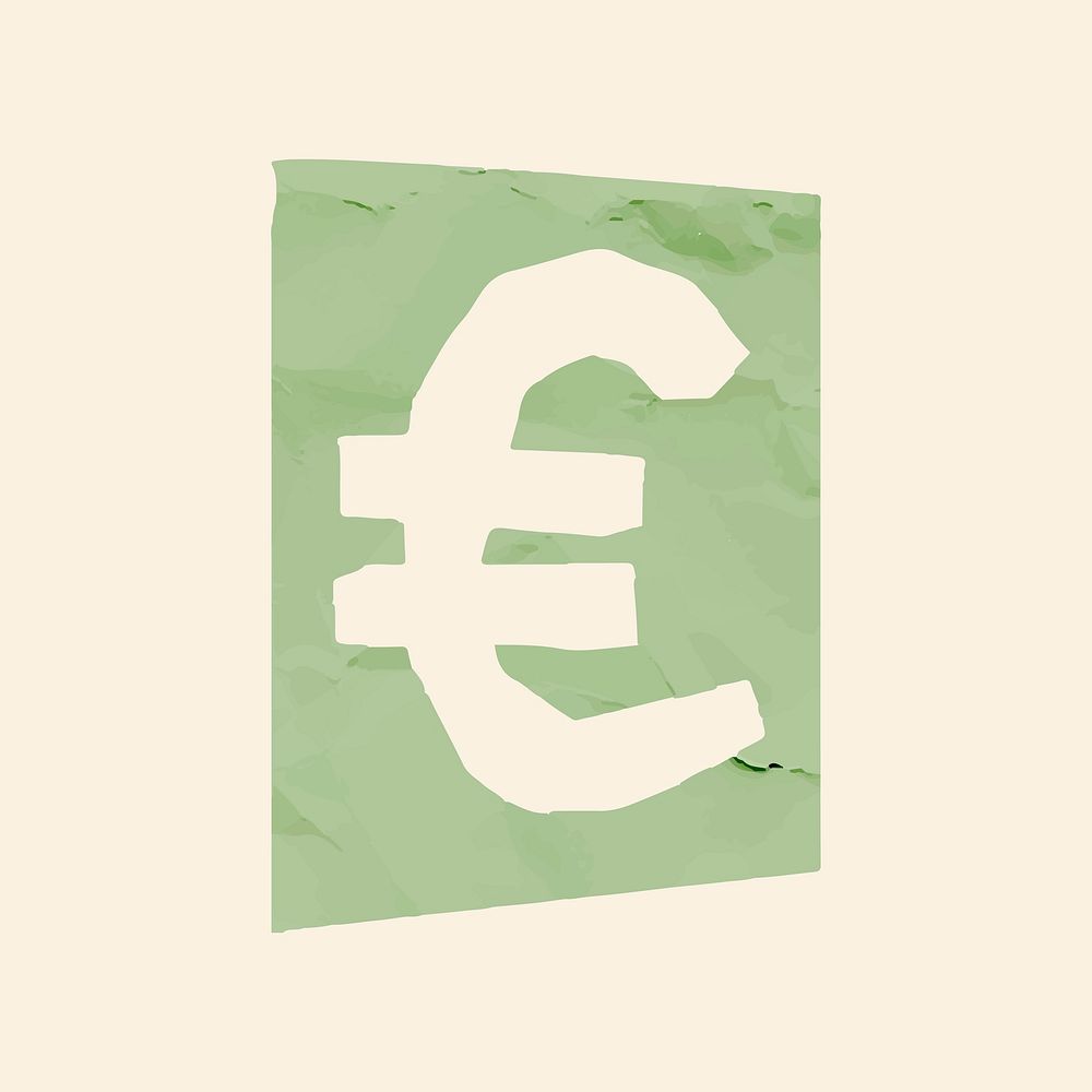 € Euro sign paper cut symbol vector