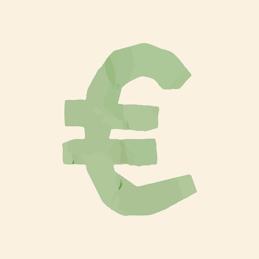 € Euro currency sign paper cut symbol vector