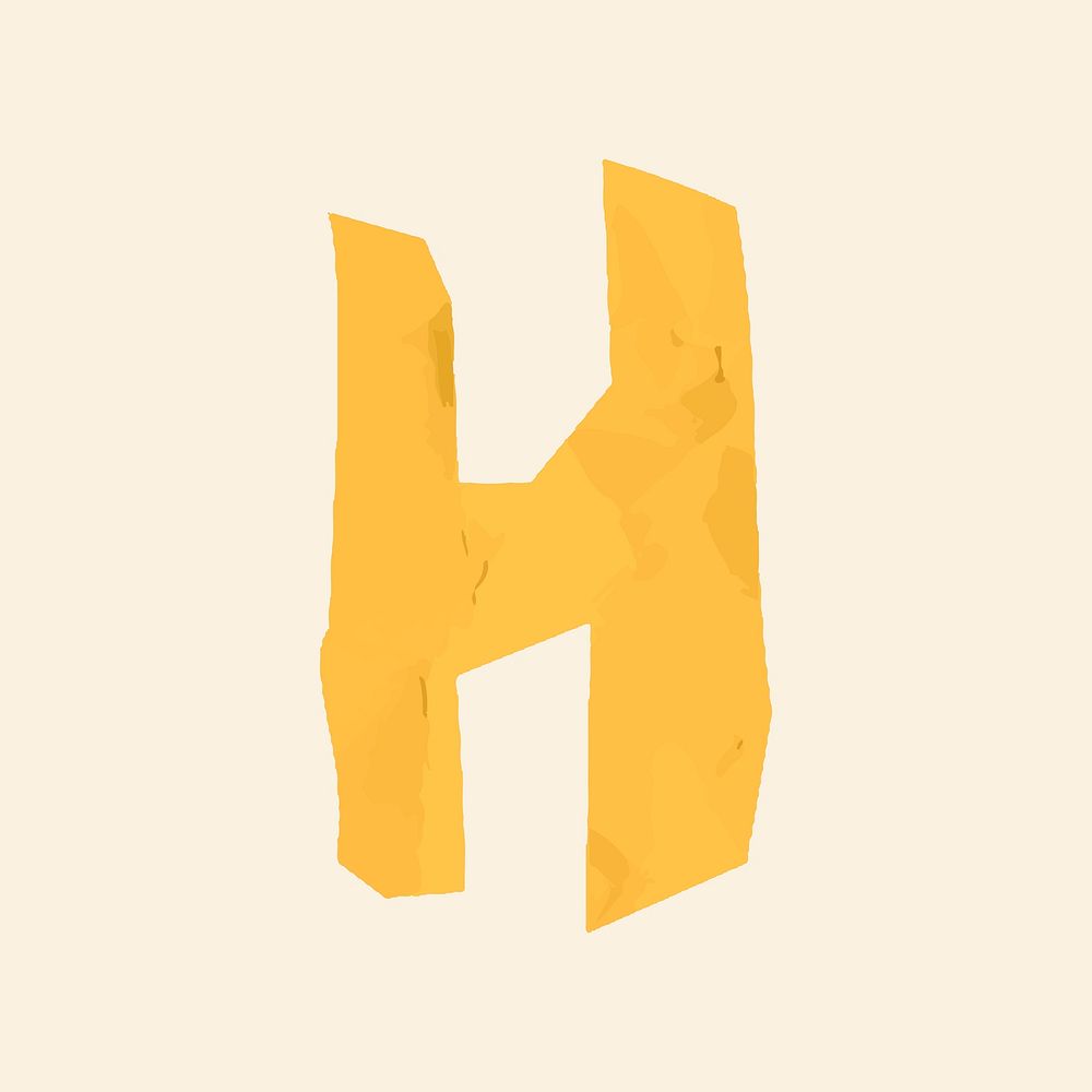 H letter paper cut alphabet typography font vector