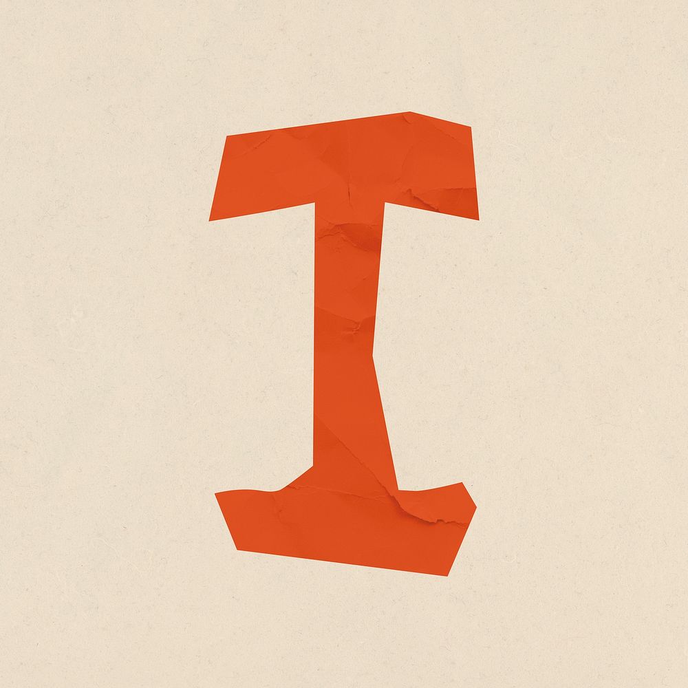 I letter paper cut alphabet psd typography font
