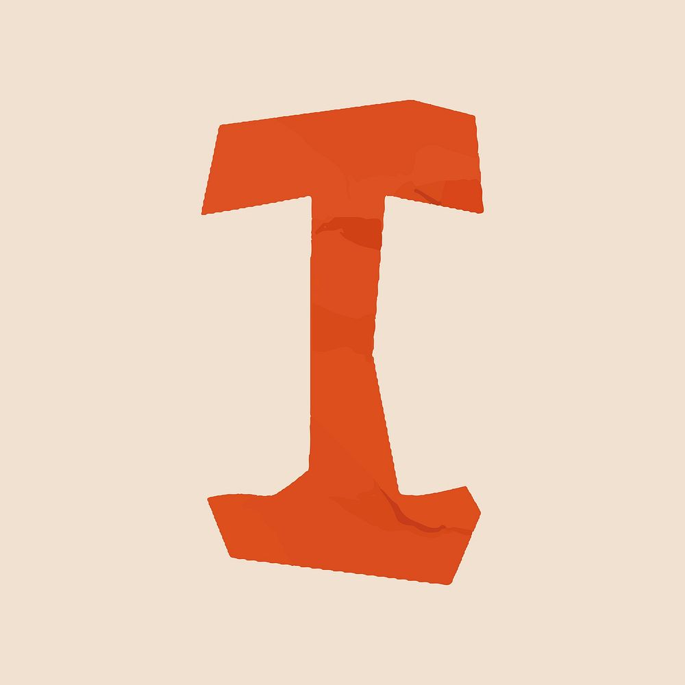 I letter paper cut alphabet typography font vector