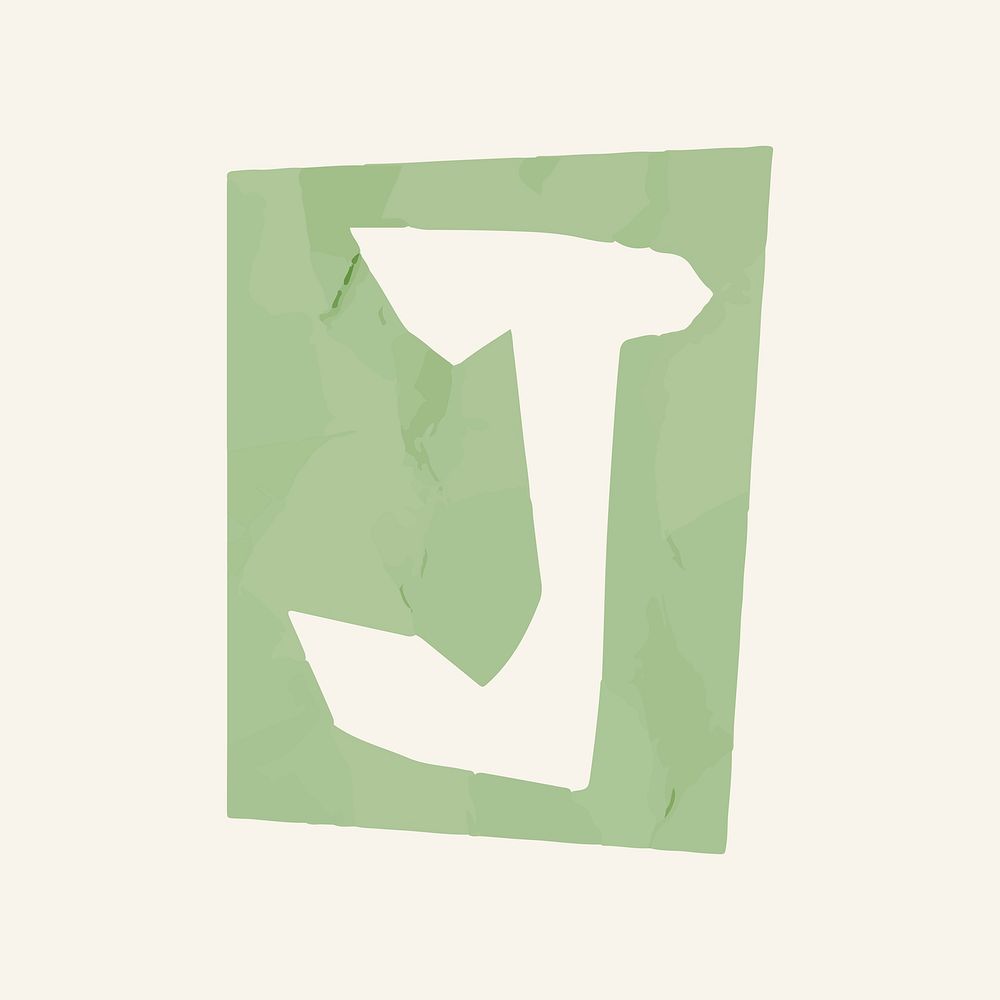 J letter paper cut alphabet typography font vector