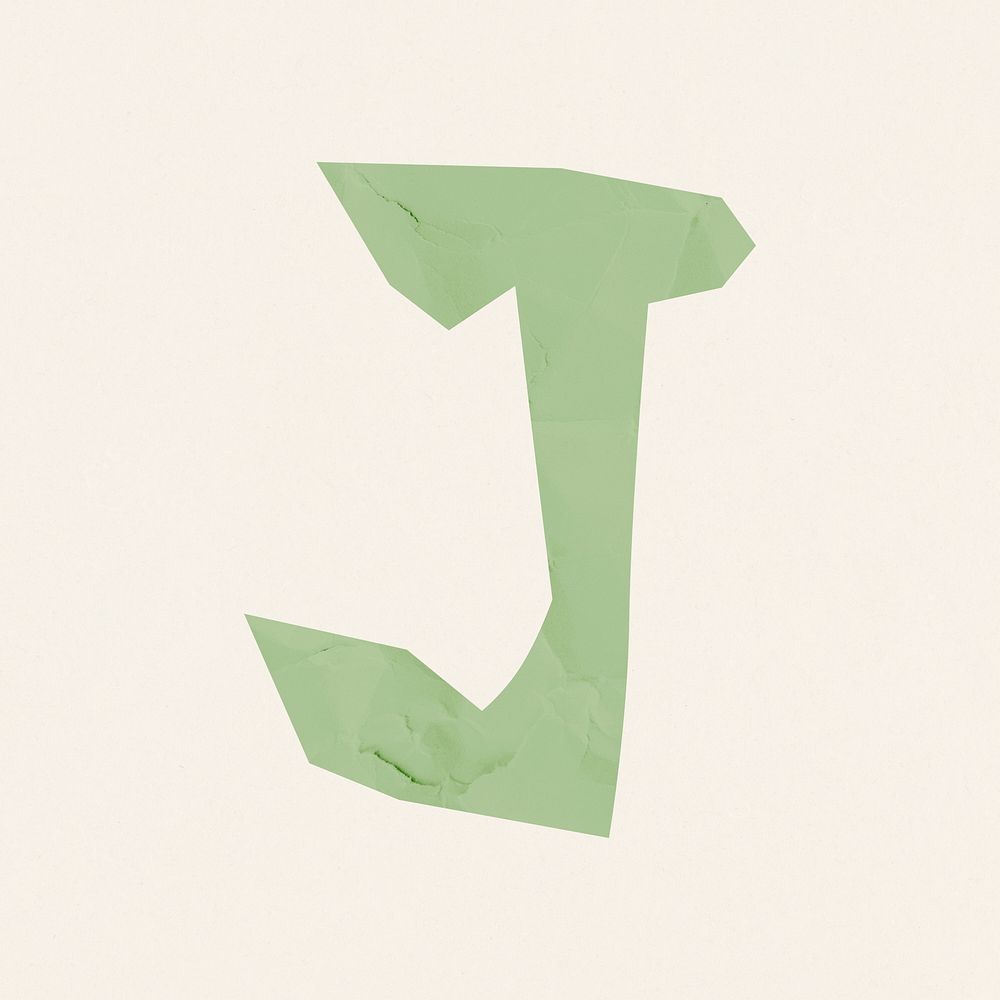 J letter paper cut alphabet typography font psd