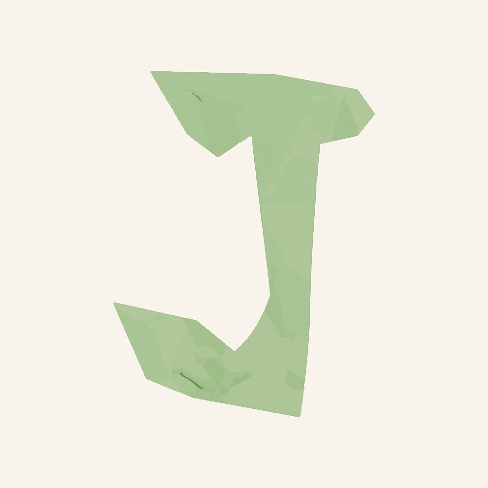 J letter paper cut alphabet typography vector