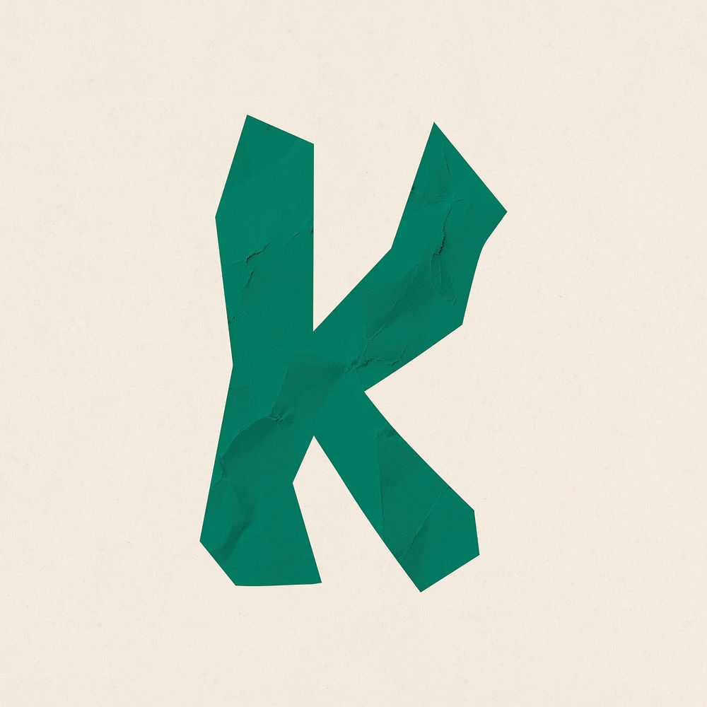 K letter paper cut alphabet mockup typography font