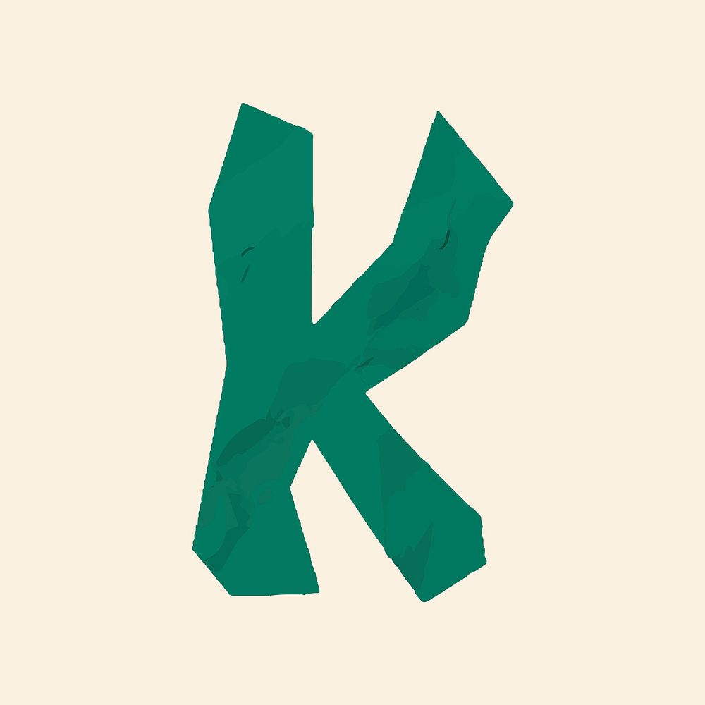K letter paper cut alphabet typography font vector