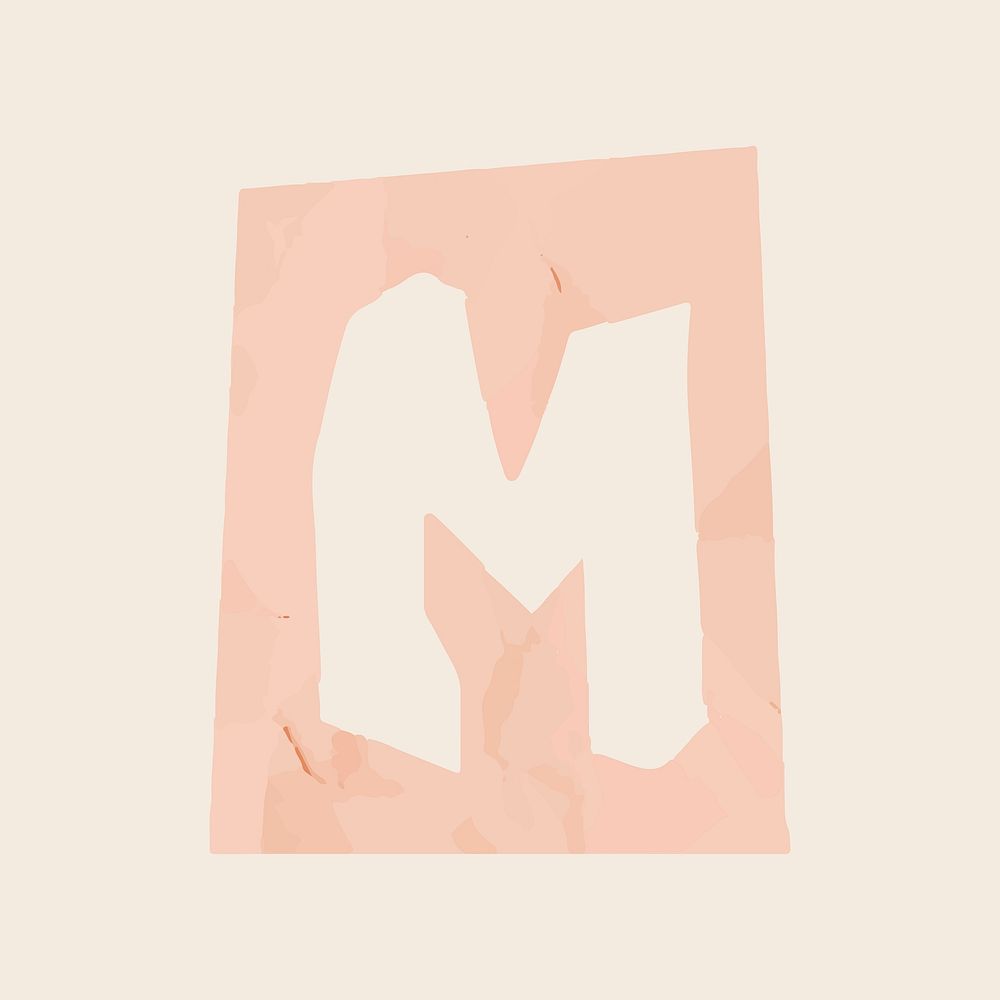 M letter paper cut alphabet typography font vector