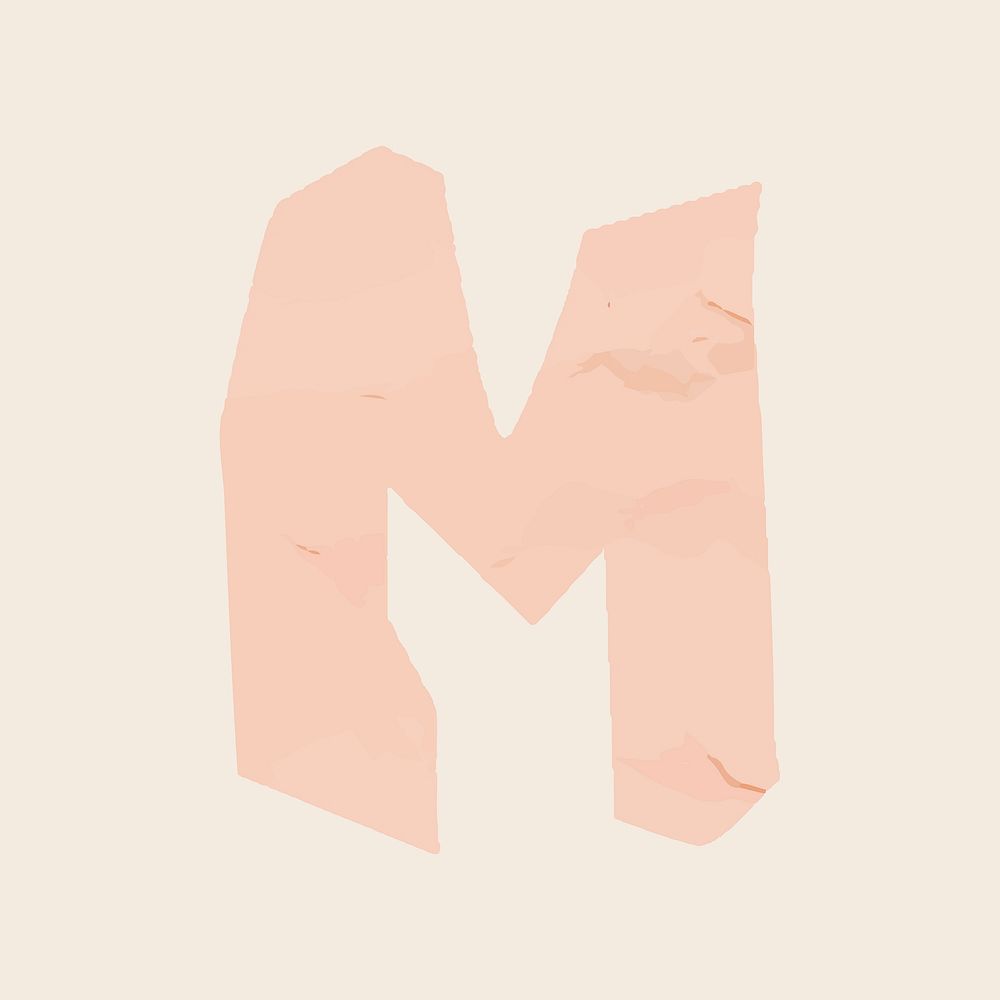 M letter paper cut alphabet typography vector