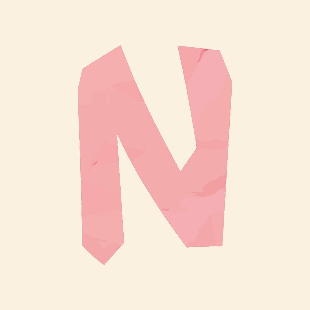 N letter paper cut alphabet typography vector