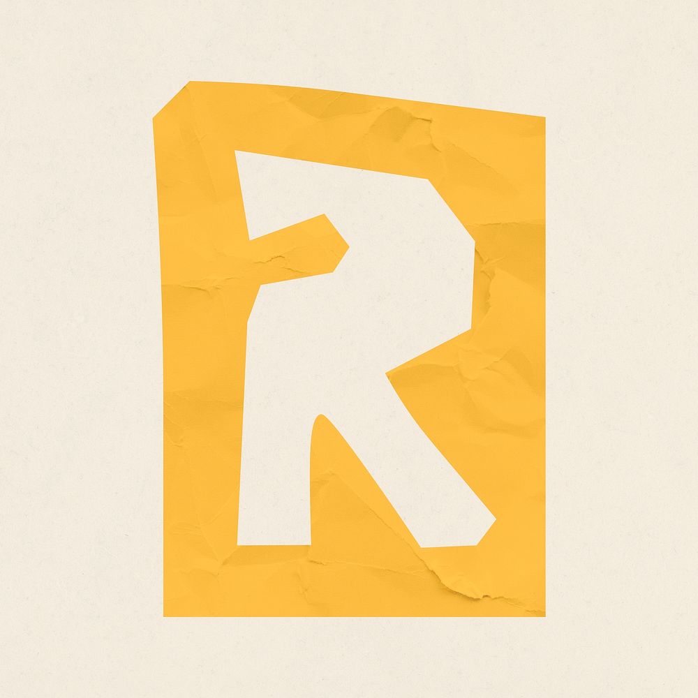 R letter paper cut alphabet typography font psd