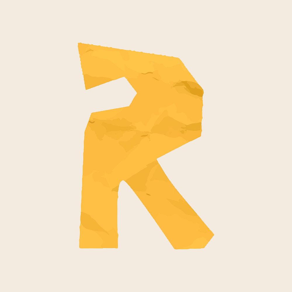 R letter paper cut alphabet typography vector