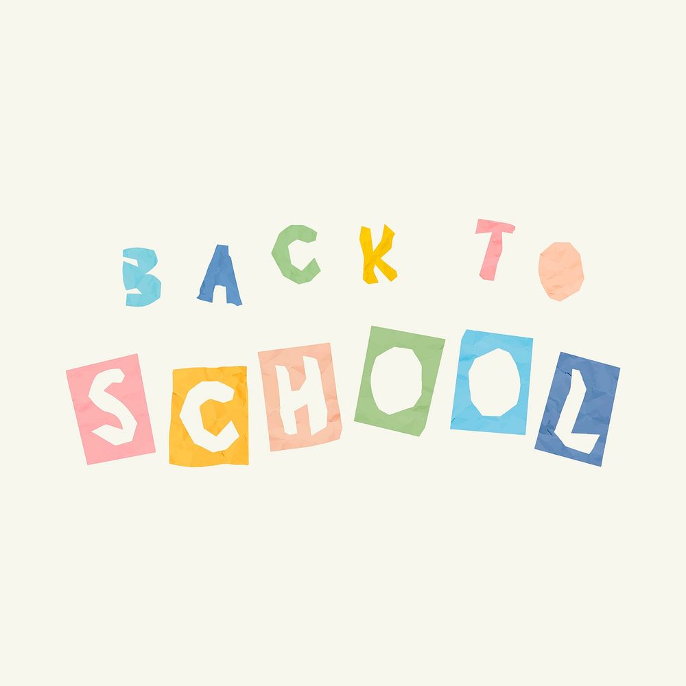 Back to school paper cut font cute typography