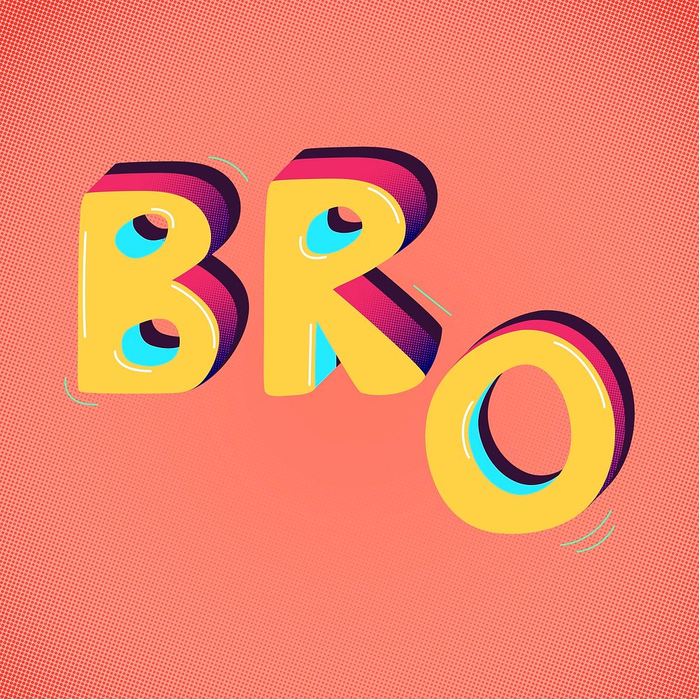 Bro funky word typography psd