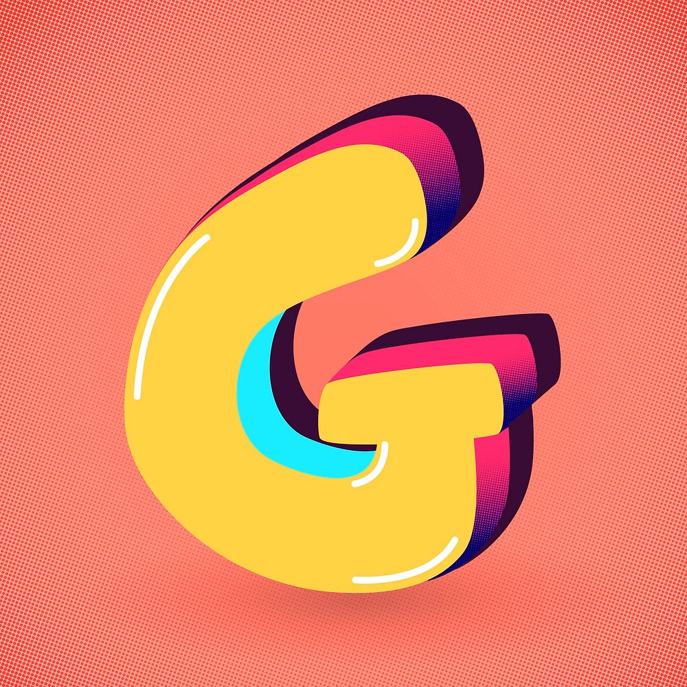 Letter G yellow funky stylized typography