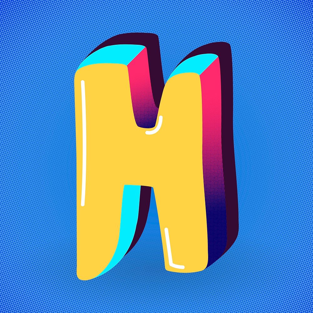 Letter H yellow funky psd stylized typography