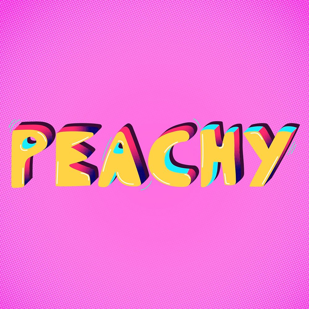 Peachy funky text typography vector