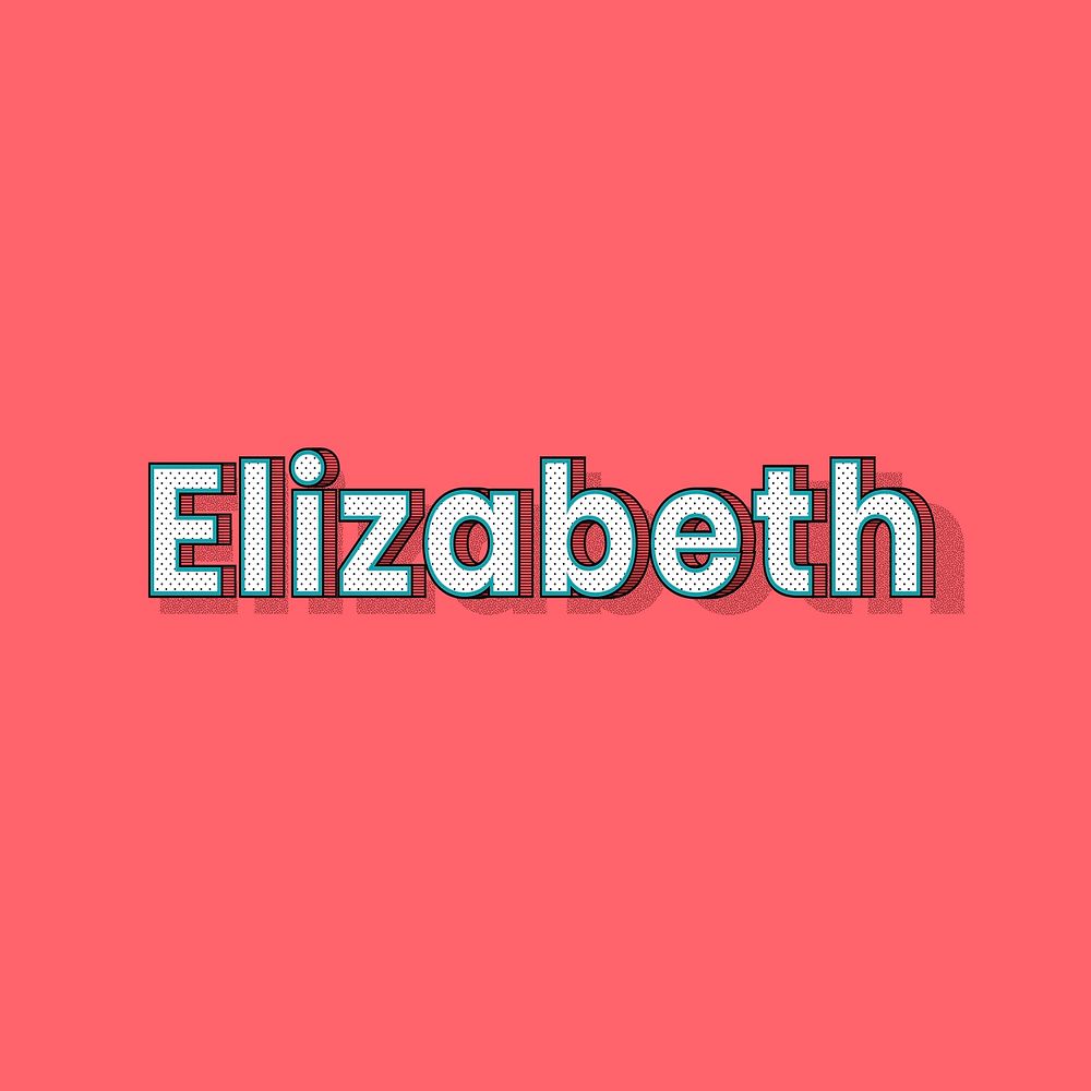 Elizabeth name halftone vector word typography