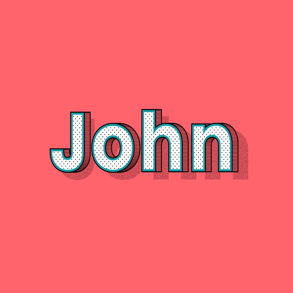 John name halftone vector word typography