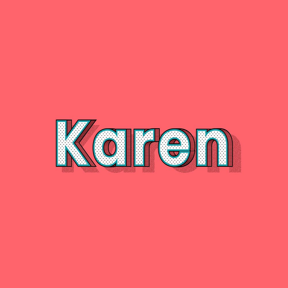 Karen name halftone vector word typography