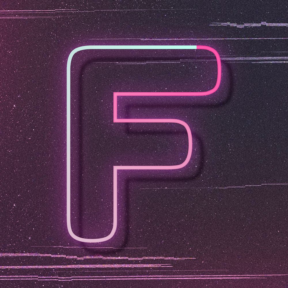 Capital letter F vector neon font typography