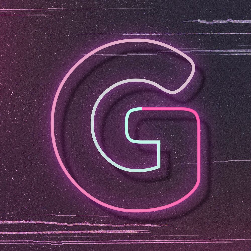 Capital letter G neon font typography