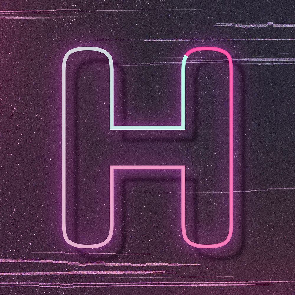 Capital letter H vector neon font typography