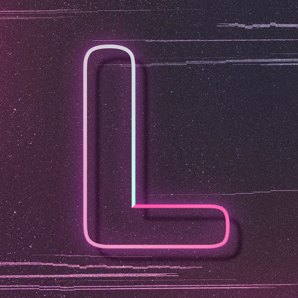 Letter L vector pink neon font typography