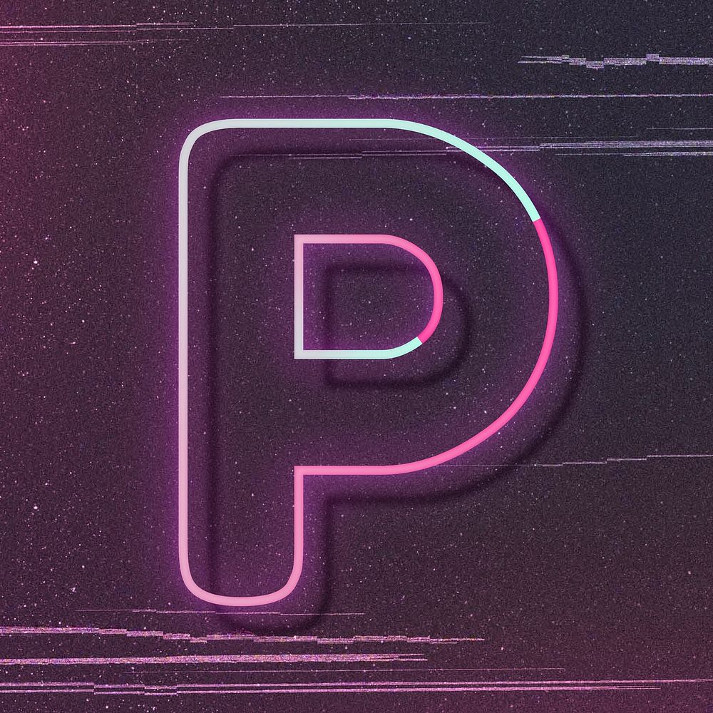 Letter P vector pink neon font typography