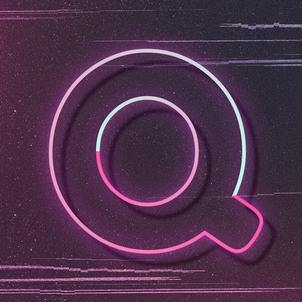 Letter Q vector pink neon font typography