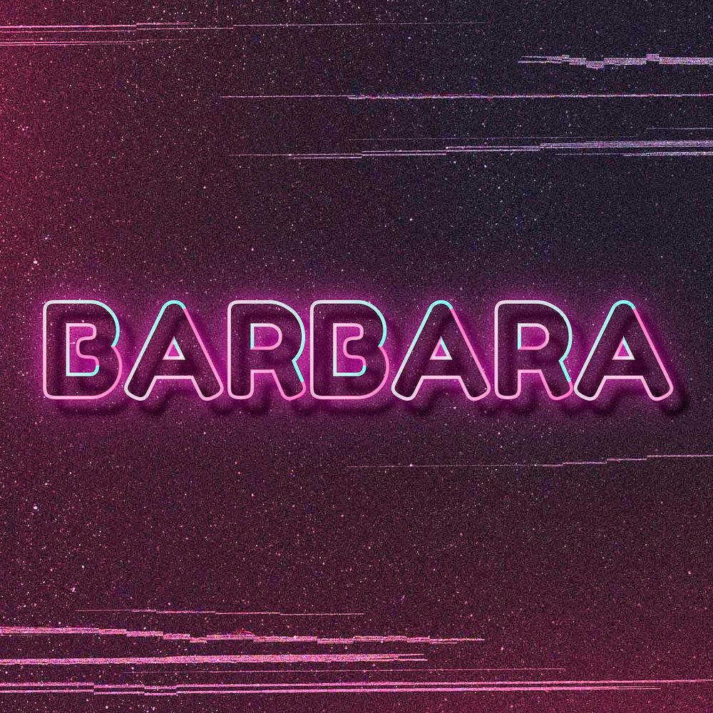 Barbara neon name block letter typography vector