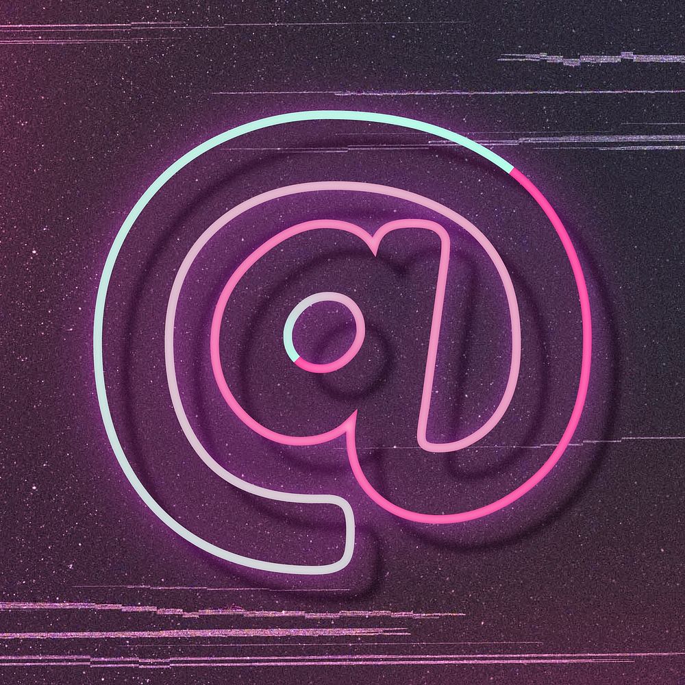 Pink neon glow at sign vector font typography
