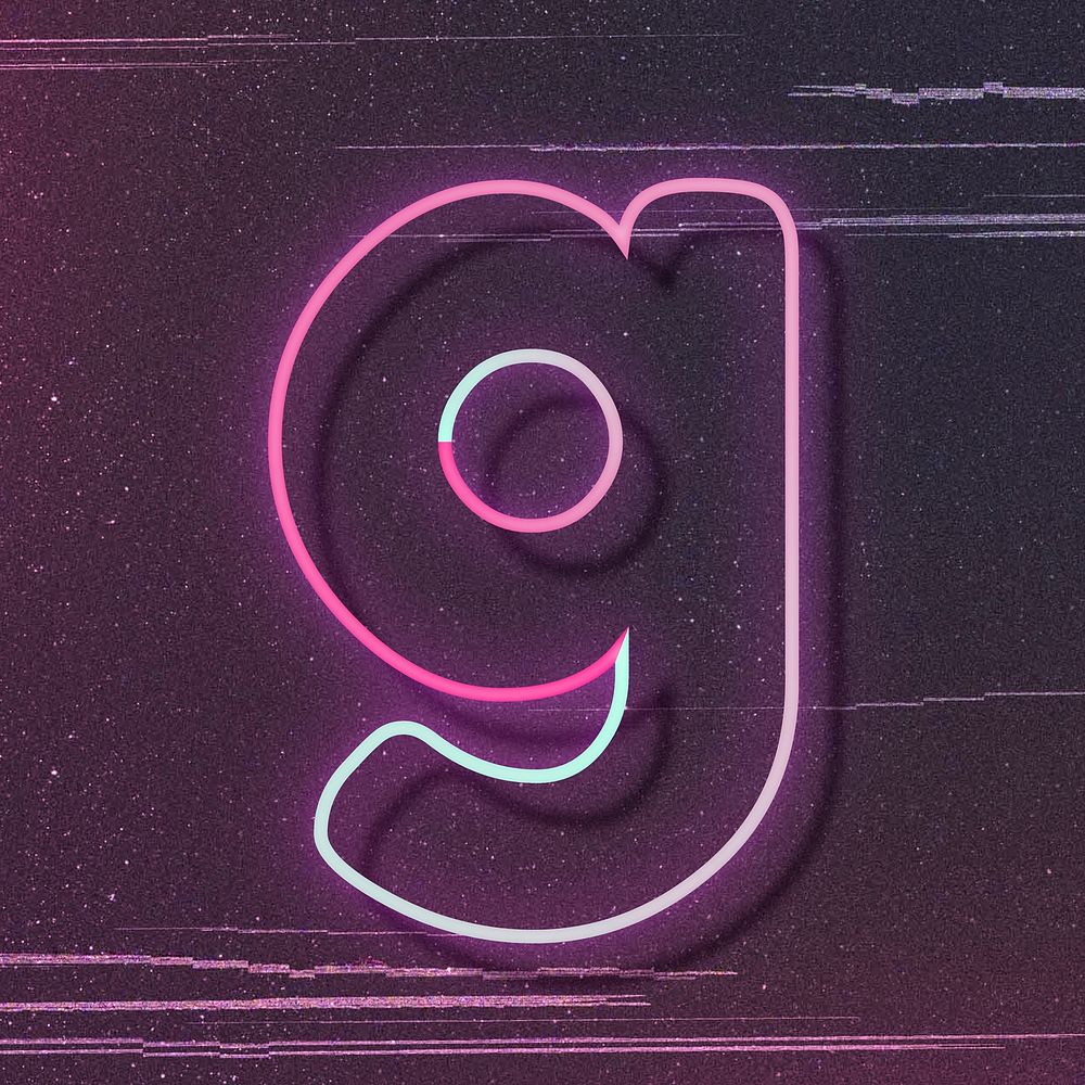 Pink neon LED letter g font typography vector