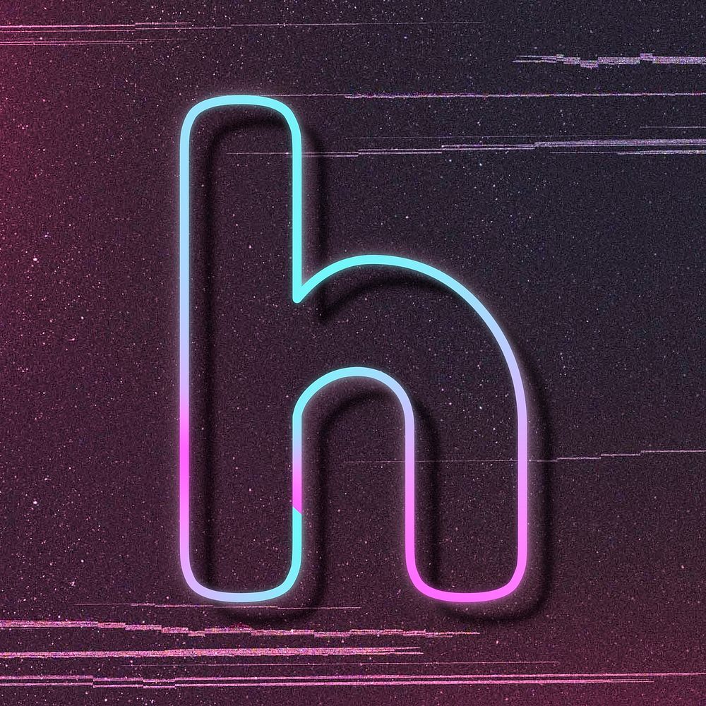 Pink neon LED letter h font typography psd
