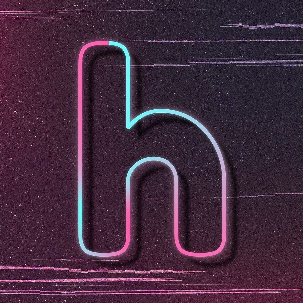 Pink neon LED letter h font typography vector