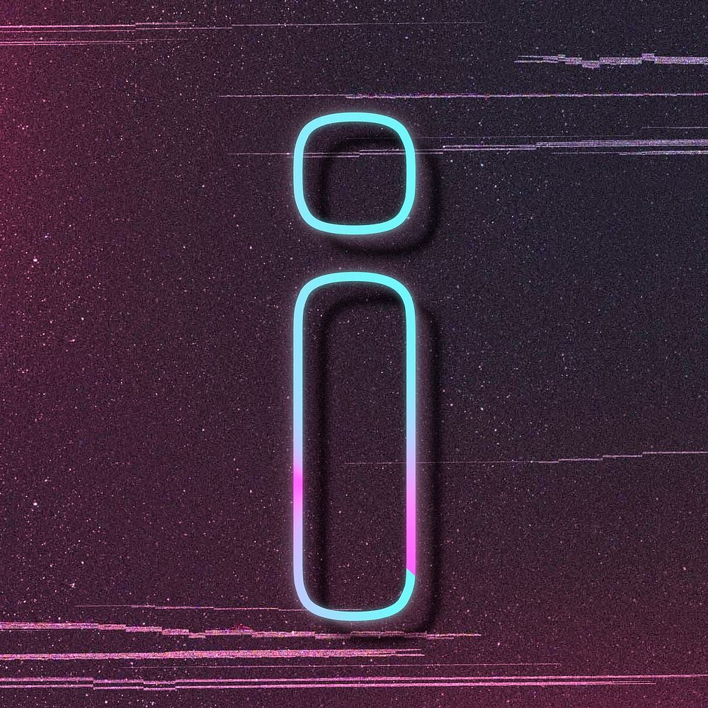 Pink neon glow letter i psd font typography
