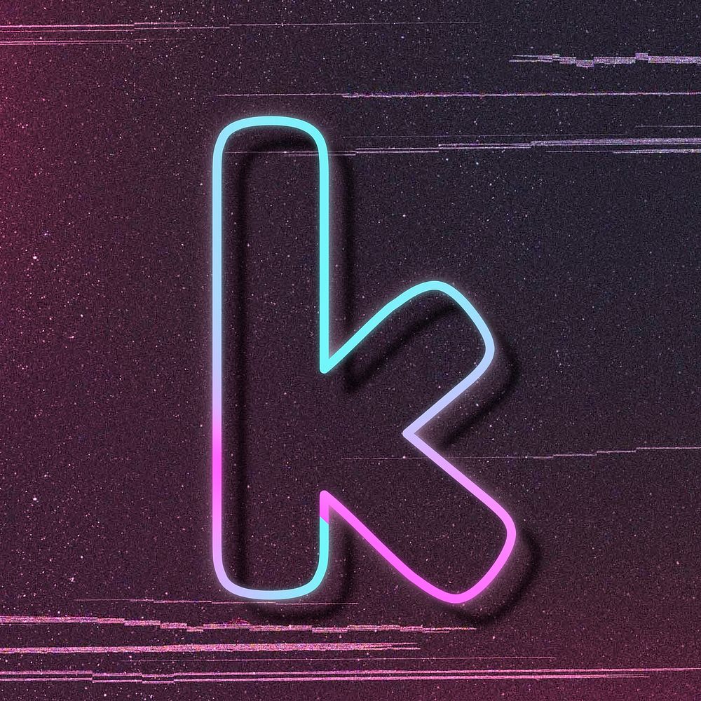 Letter k psd neon font typography