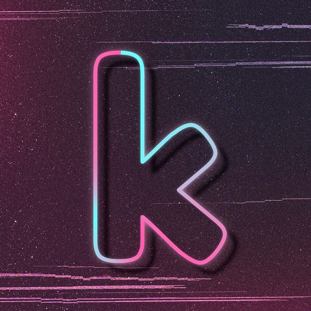 Letter k vector neon font typography
