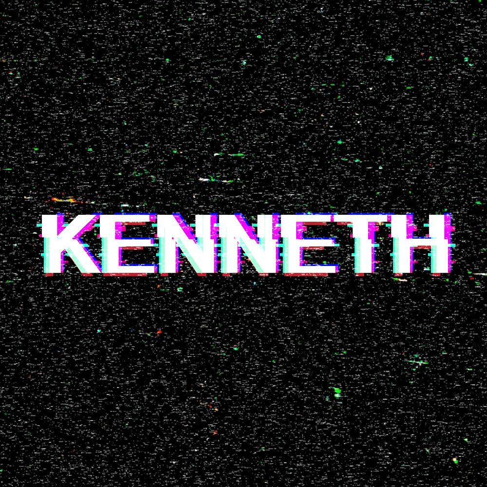 Kenneth name typography glitch effect