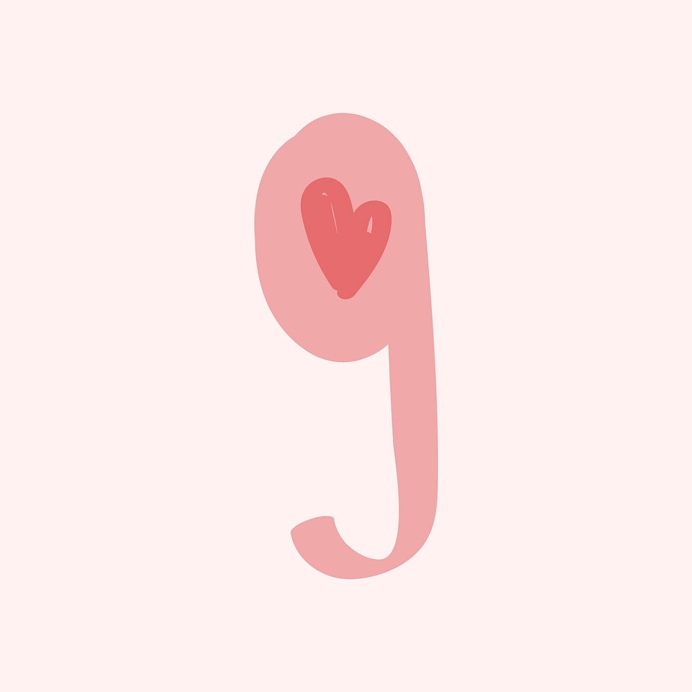 9 nine number doodle typography font vector