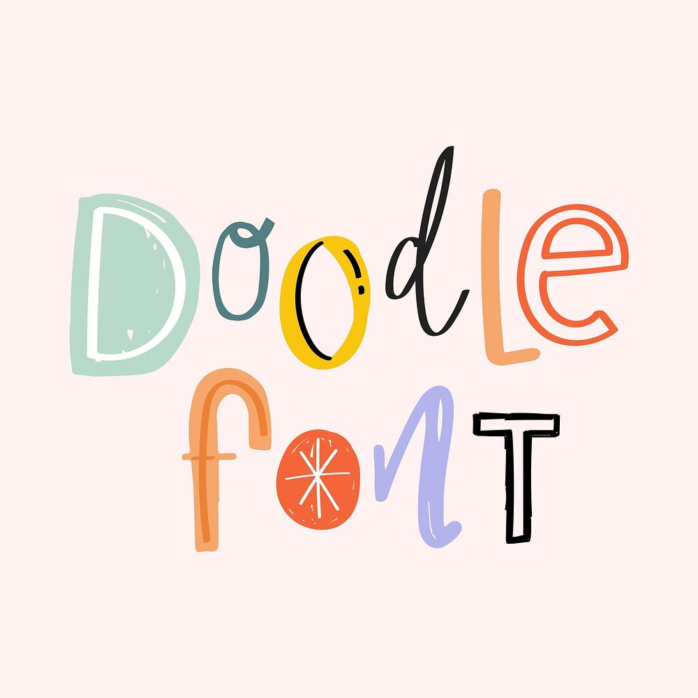 Doodle font text typography vector