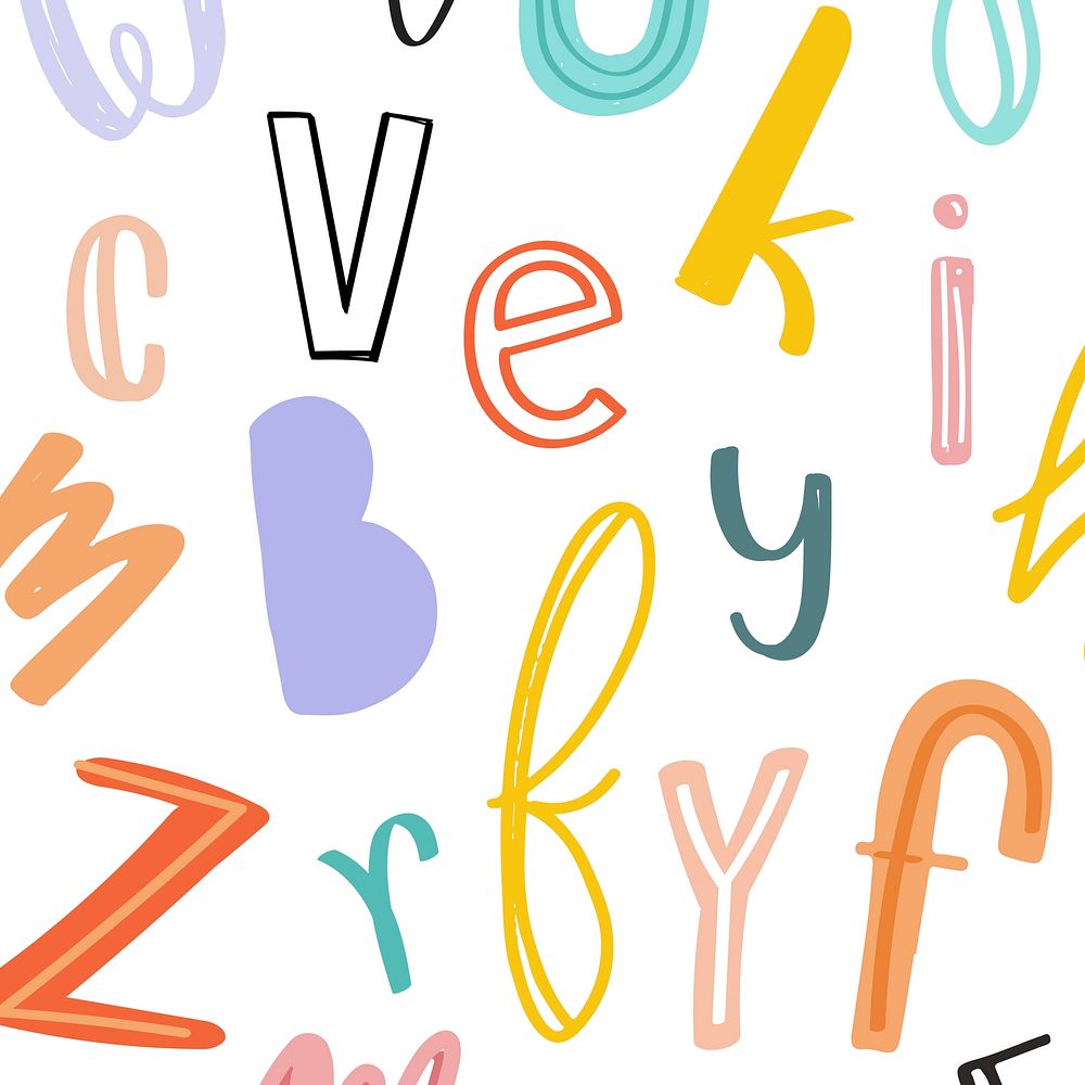 Hand drawn alphabet doodle typography vector background