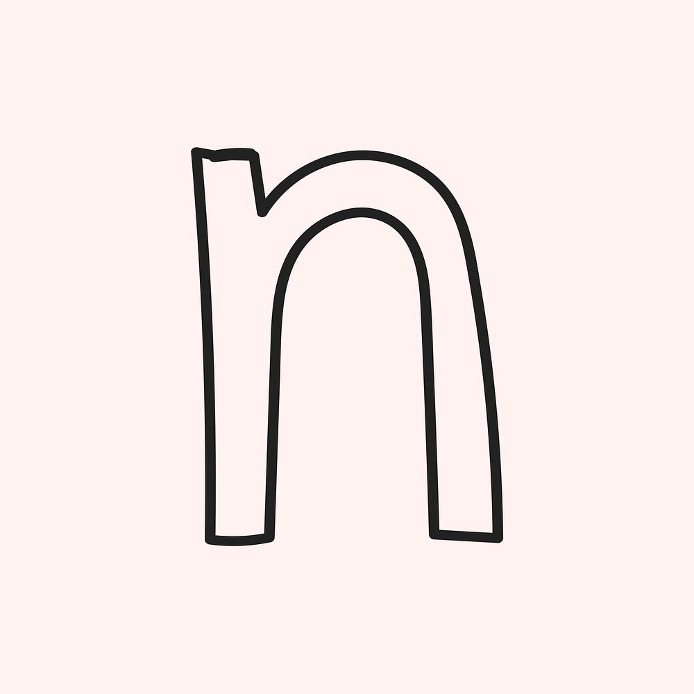 N letter doodle font vector typography
