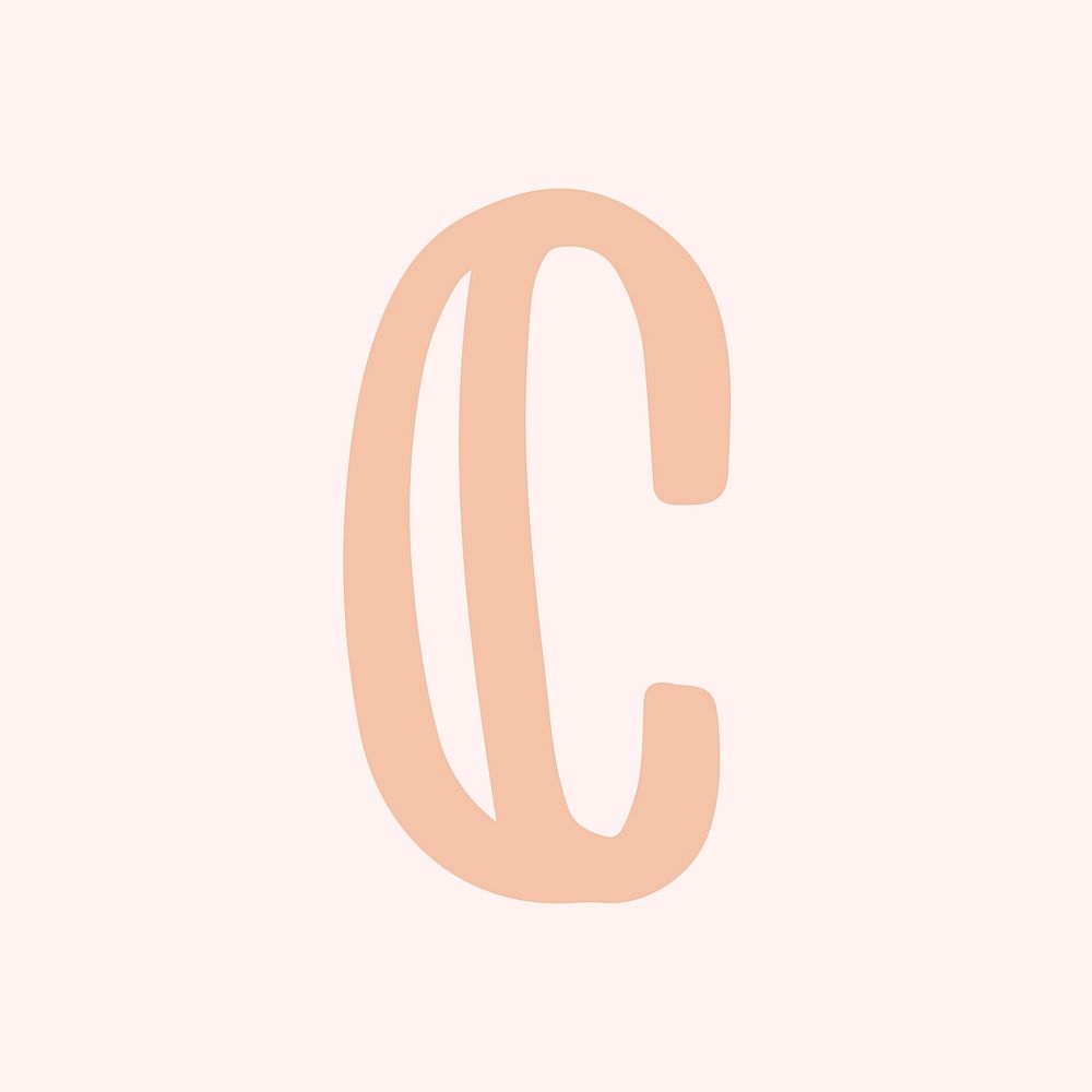 Letter C doodle typography font vector