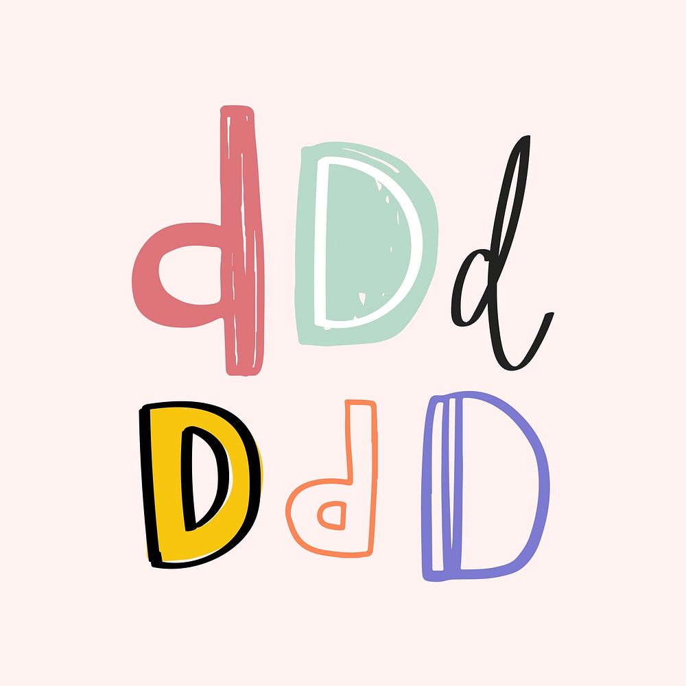 Letter D doodle typography vector | Premium Vector - rawpixel