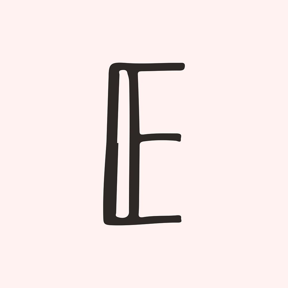 Letter E doodle typography vector font