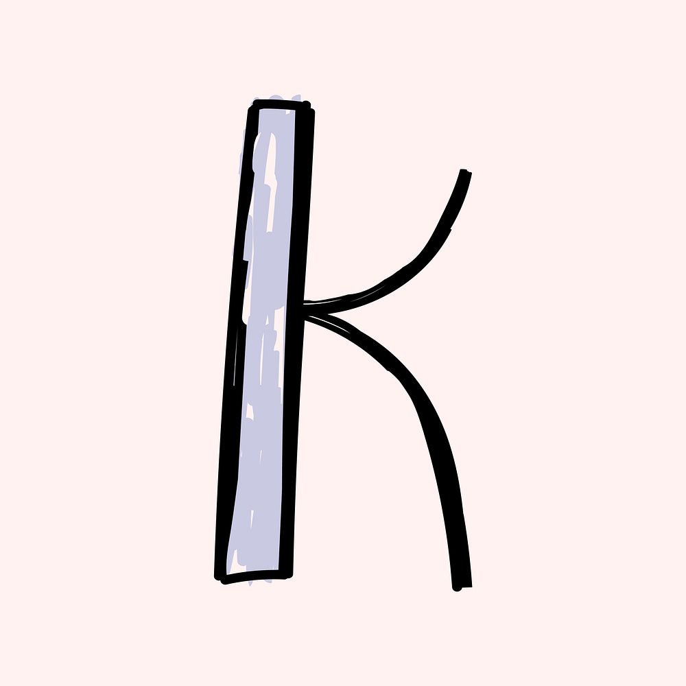 Letter K doodle font typography vector