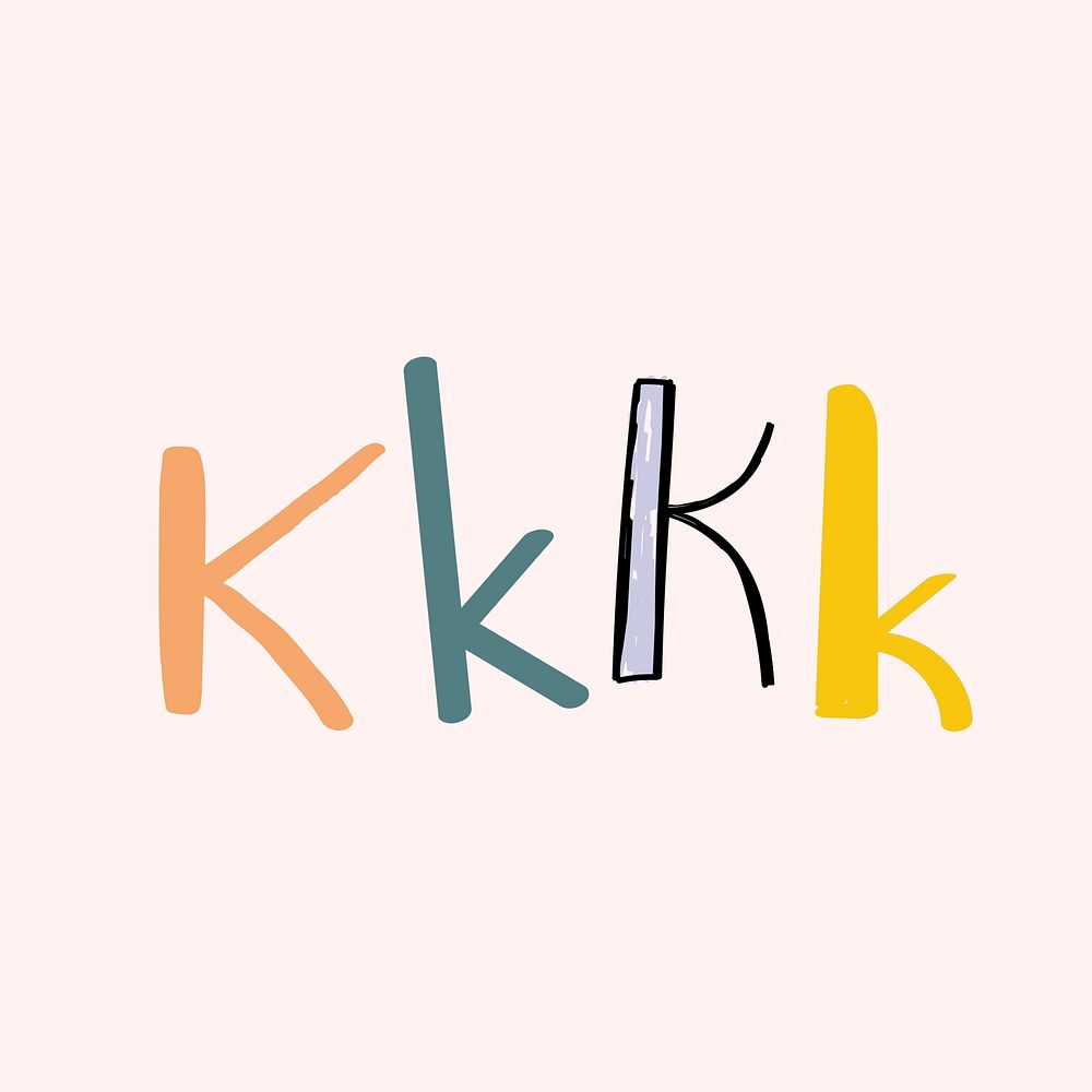 Letter K doodle font typography set vector
