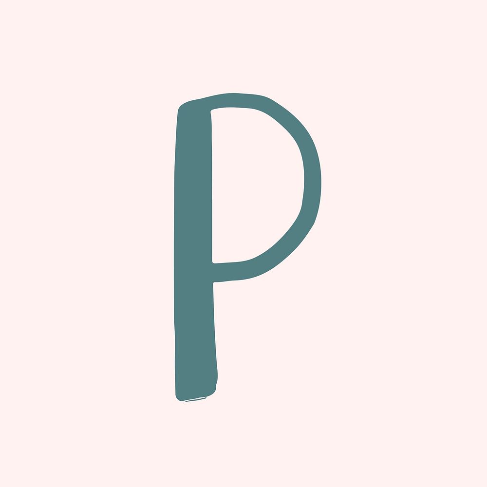Letter P doodle typography vector
