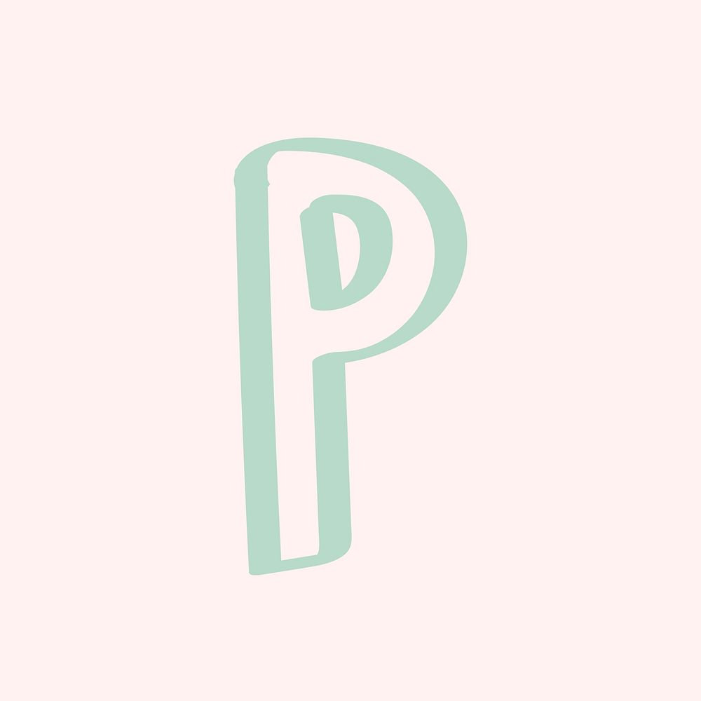 P letter doodle font vector typography